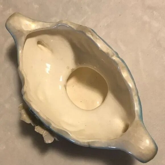 Vintage Victorian Style Porcelain Blue With Pink Flowers Candy Dish - Picture 5 of 12